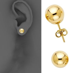 14k Yellow 6mm Ball Stud Earrings - Push Back